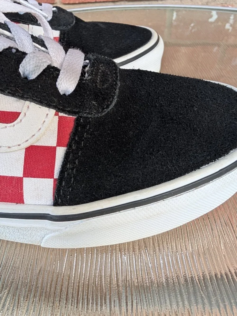 Women's VANS Red White Checkerboard Skate Shoes Size 9.5
